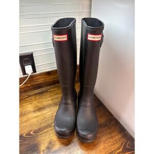 Hunter Tall Black Rain Boots Size 7